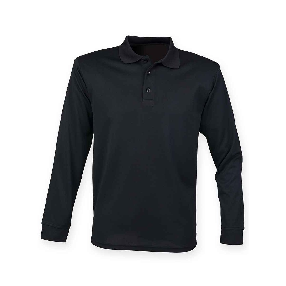 トップス OVY Two Layers Long Sleeve Polo H478 BLK FRONT.jpg